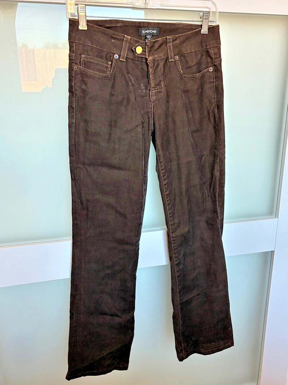 Bebe Boot Cut/straight leg soft like velvet pant in Brown size 6